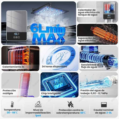 ComfortHeat Pro - Agua Caliente Instantánea, Sin Gas